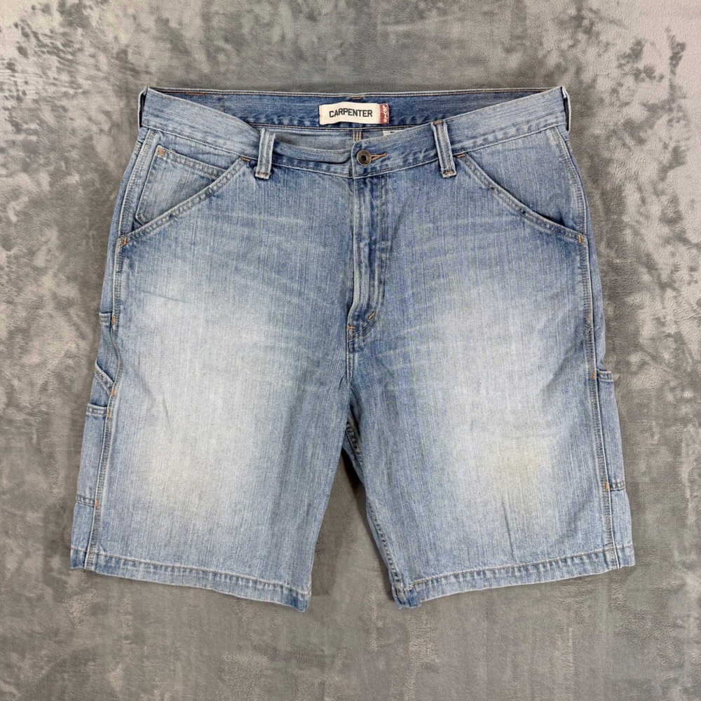 Vintage Levi's Carpenter Denim‎ Shorts Mens Size 38 Blue Light Wash Relaxed Fit